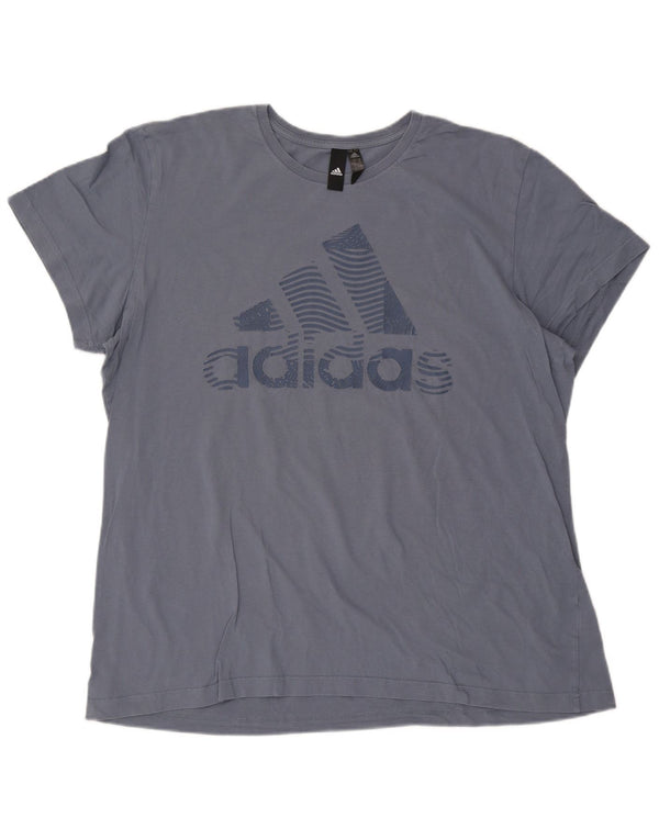 Adidas Damen Grafik T-Shirt Top UK 20 2XL Blaue Baumwolle