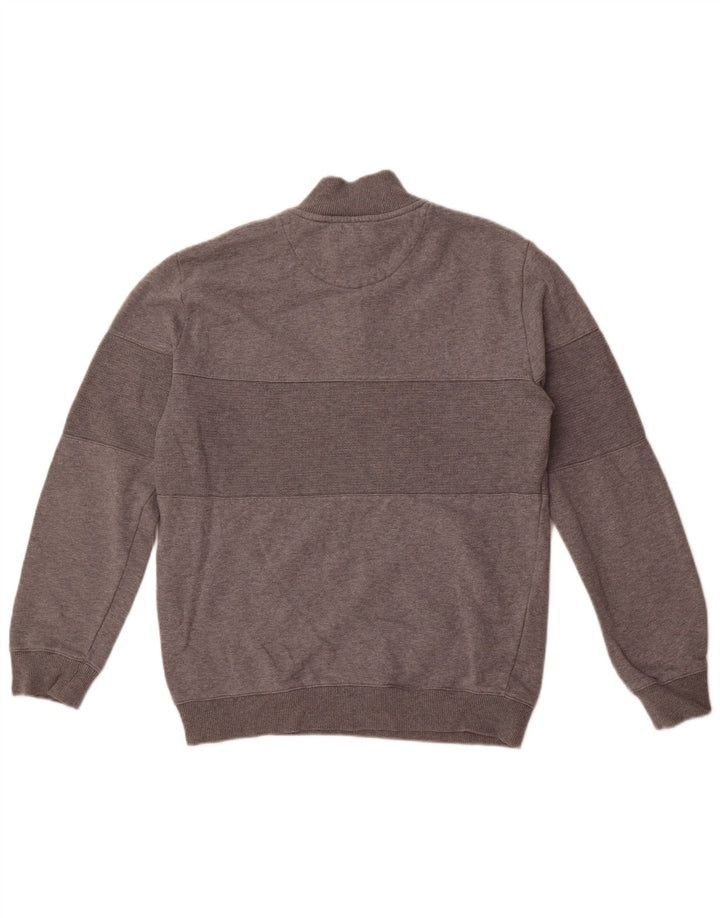 Lyle & Scott Herren-Sweatshirt mit Reißverschluss am Hals, mittelgraue Colourblock-Baumwolle