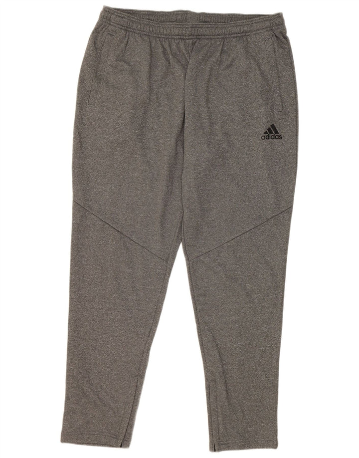 Adidas Herren-Trainingshose XL, grau geflecktes Polyester