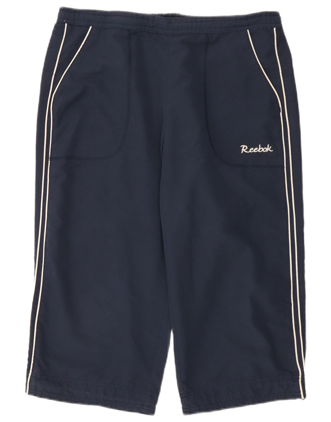 Reebok Damen Bermuda Sport Shorts UK 14 Large Marineblau Polyester
