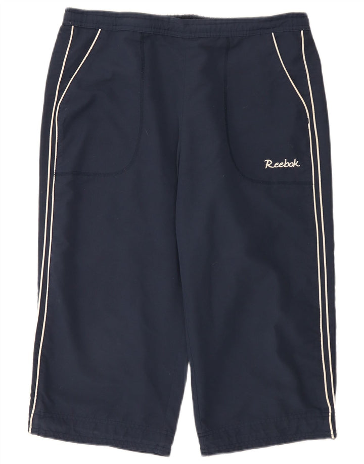 Reebok Damen Bermuda Sport Shorts UK 14 Large Marineblau Polyester
