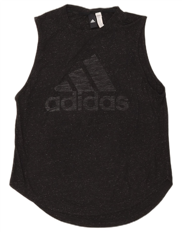 Adidas Damen Graphic Vest Top UK 12/14 Medium Schwarz Fleckig