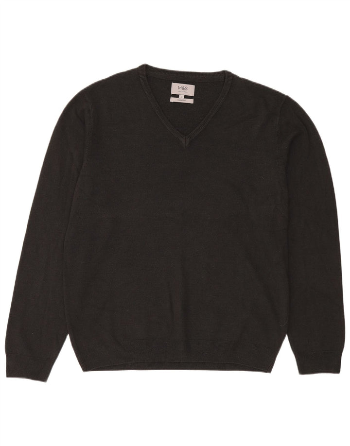Marks & Spencer Herren-Pullover mit V-Ausschnitt, groß, Acryl, Schwarz