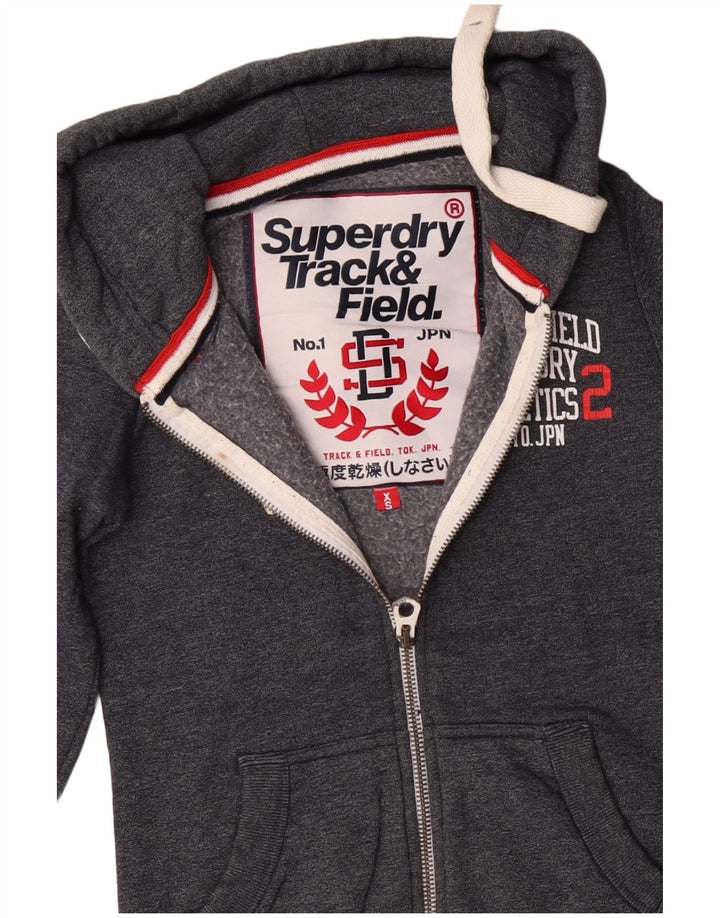 SUPERDRY Herren Track & Field Graphic Zip Hoodie Pullover XS Grau Baumwolle