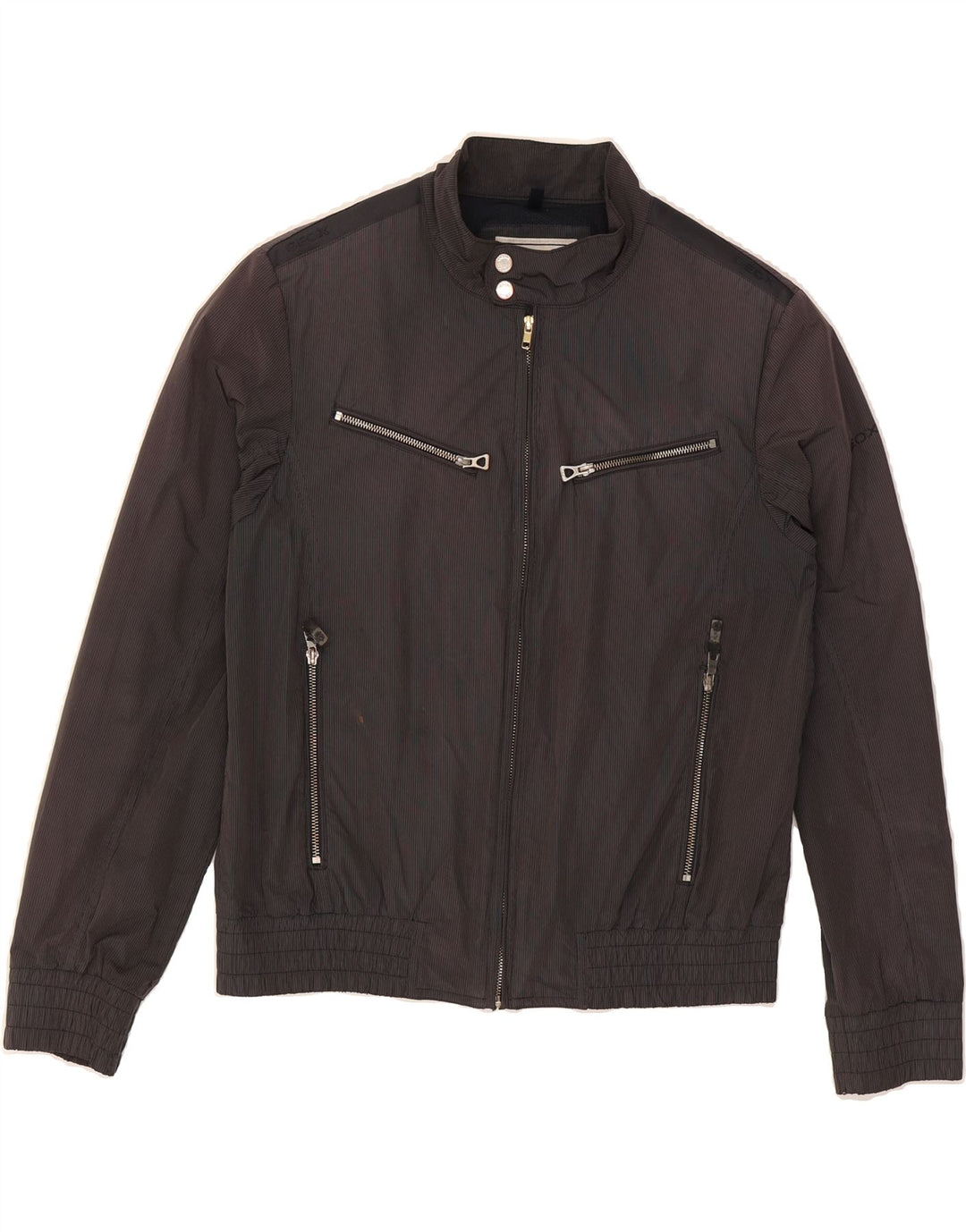 GEOX Mens Bomber Jacket UK 38 Medium Navy Blue Striped Polyester Vintage Geox and Second-Hand Geox from Messina Hembry 