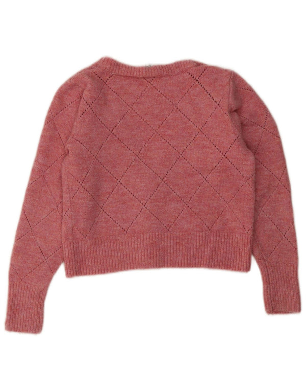 Topshop Damen Crop Cardigan Pullover UK 10 Small Rosa Acryl