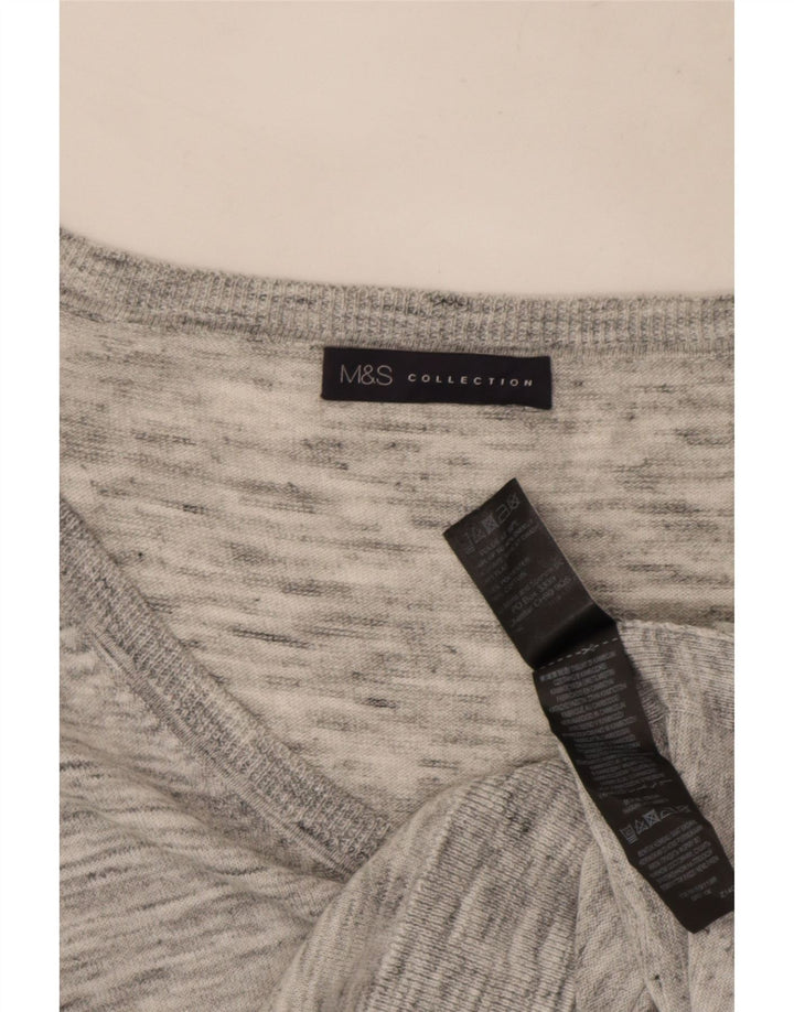 Marks & Spencer Damen-Pullover mit V-Ausschnitt, Größe S, Gr. 8, Grau meliert