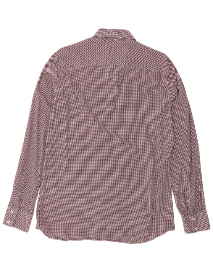 Dkny Herren-Hemd, mittelgroß, Burgunderrot, Gingham-Baumwolle