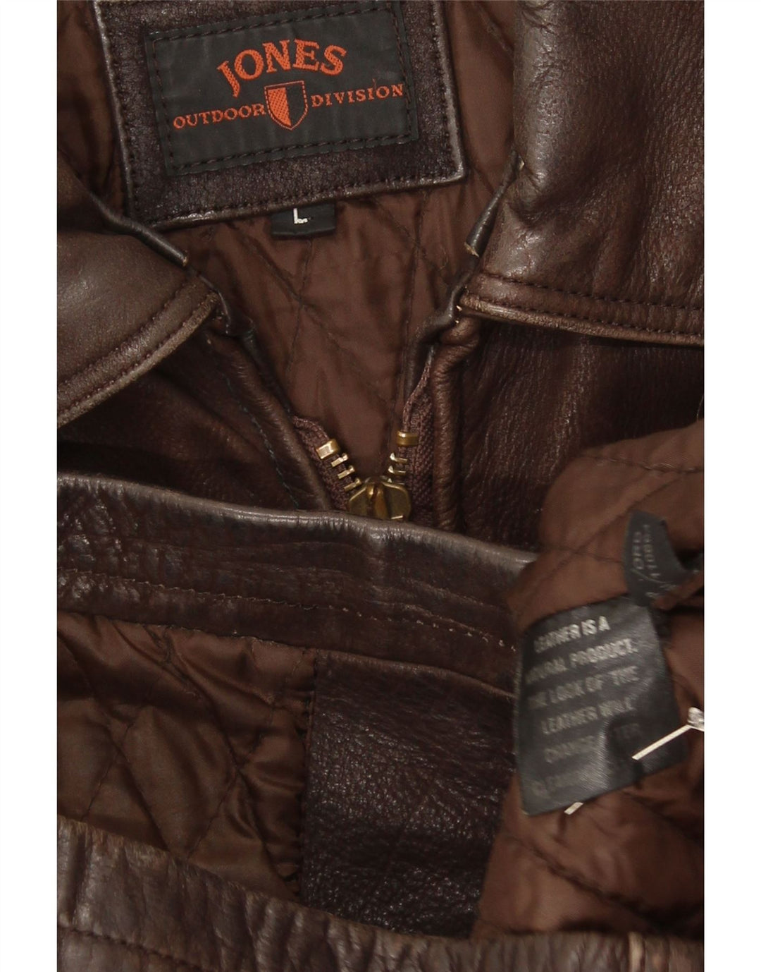 Jones Herren-Lederjacke, Größe 40, großes braunes Leder