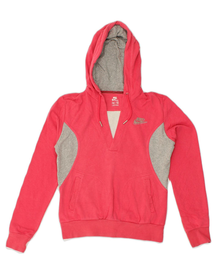 NIKE Womens Hoodie Jumper UK 8 Small Pink Cotton | Vintage Nike | Thrift | Second-Hand Nike | Used Clothing | Messina Hembry 