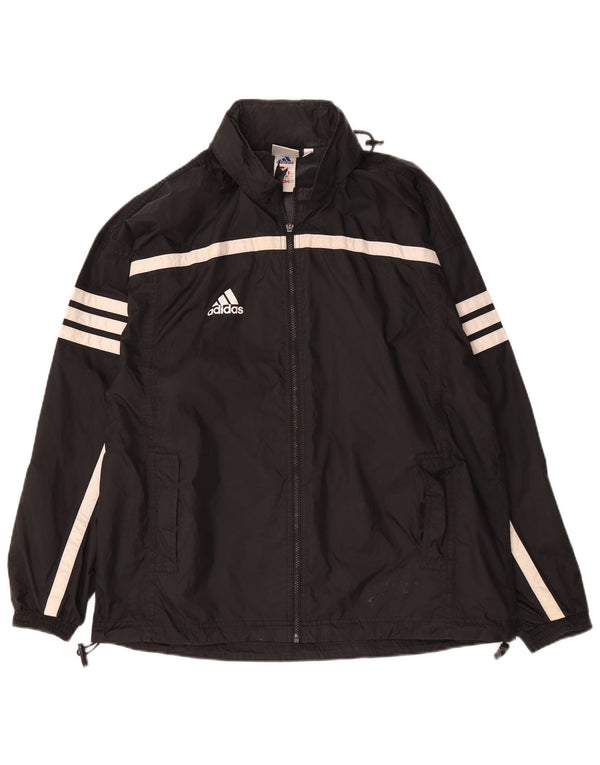 Adidas Mens Hooded Rain Jacket UK 40/42 Medium Black Colourblock Nylon