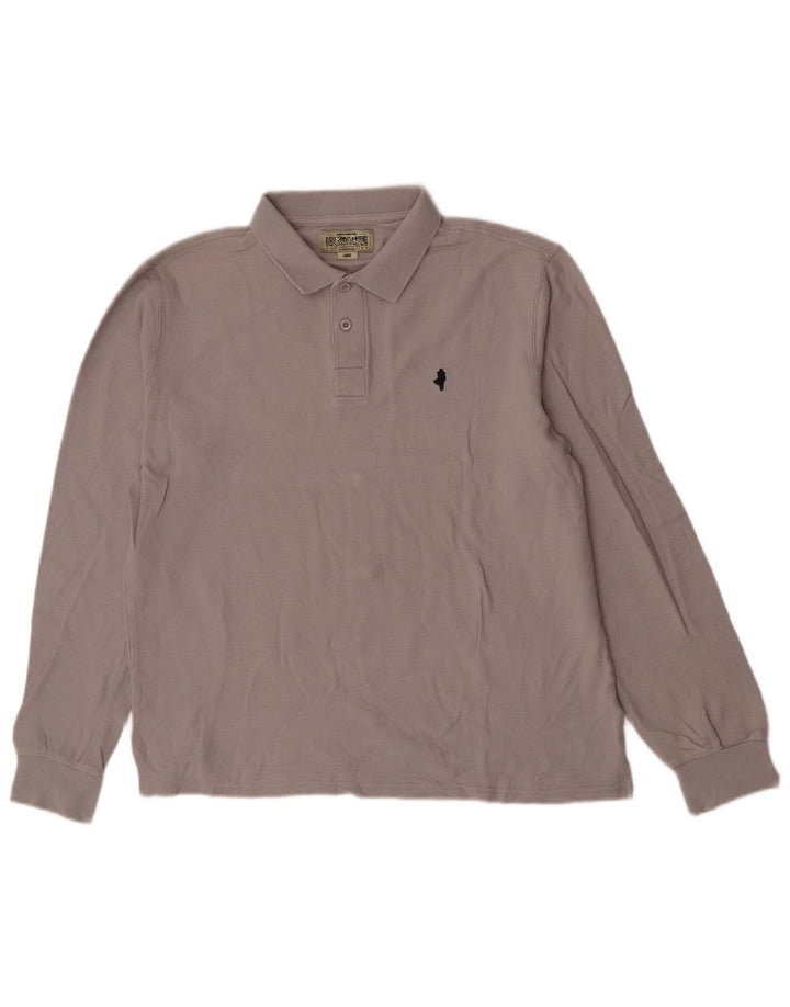 Marlboro Classics Herren-Langarm-Poloshirt, Größe L, Grau