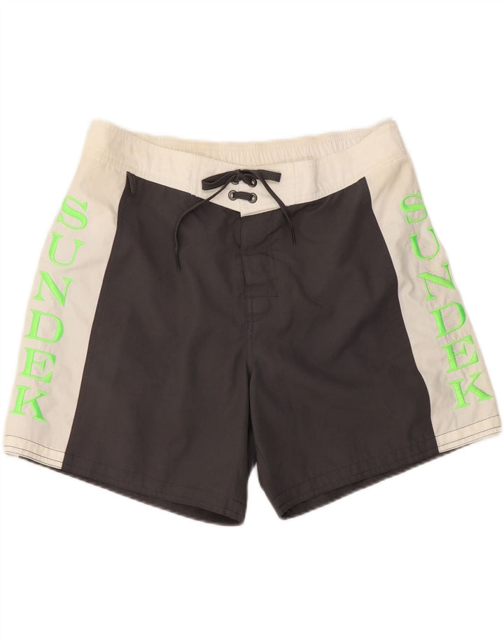 SUNDEK Mens Graphic Swimming Shorts XL  Grey Colourblock