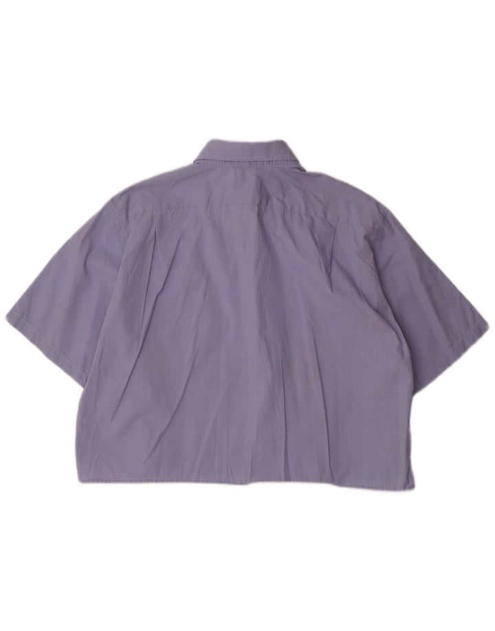 LACOSTE Damen Crop Übergroßes Kurzarmhemd Größe 43 Large Blau