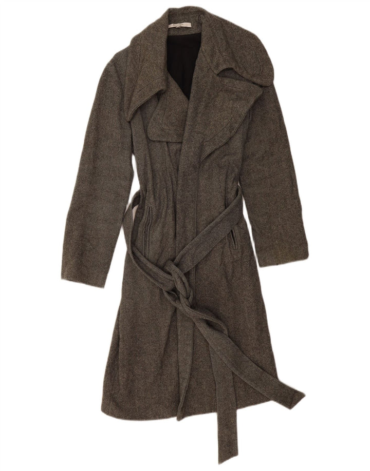 Aquascutum Damenmantel UK 8 Small Graue Herringbone-Lammwolle