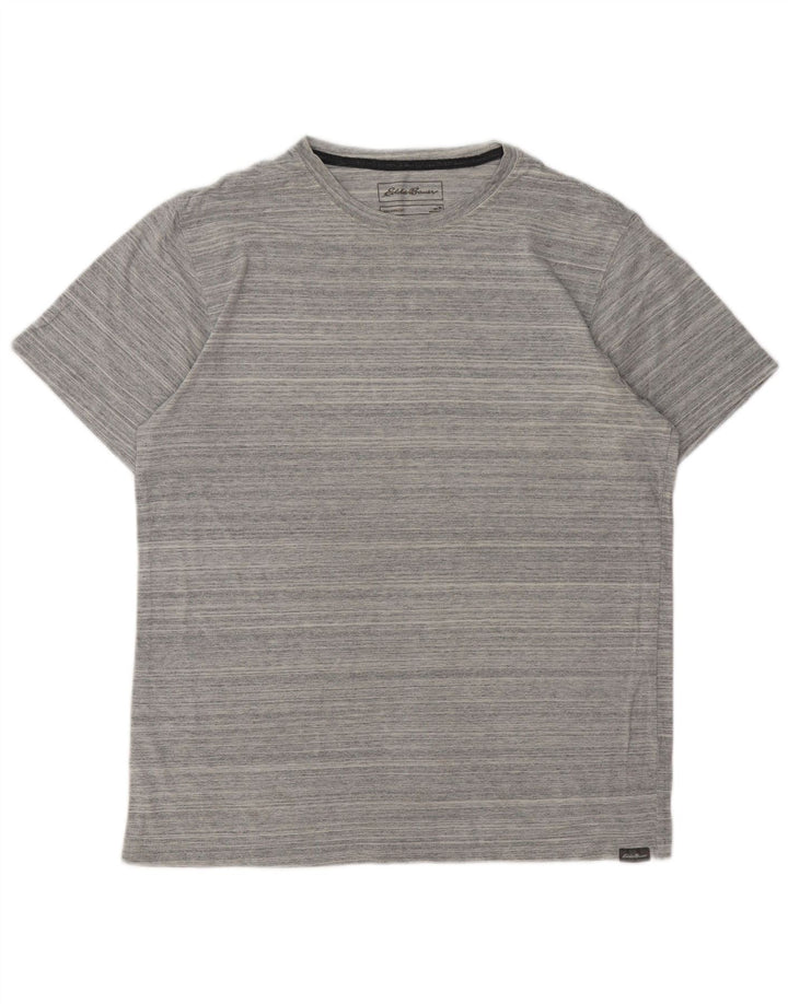 EDDIE BAUER Herren T-Shirt-Oberteil aus mittelgrauer Nadelstreifen-Baumwolle