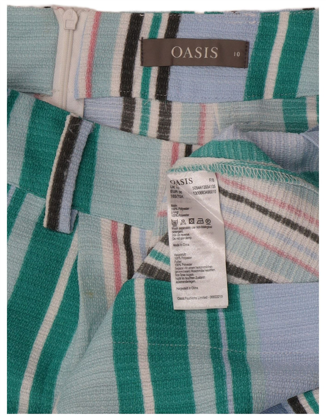 Oasis A-Linien-Rock für Damen, UK 10, Größe S, W27, blau gestreift, Polyester