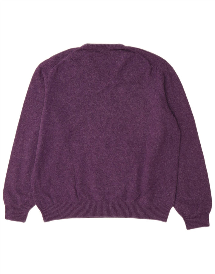 Massimo Dutti Herren V-Ausschnitt Pullover Pullover XL Lila Wolle