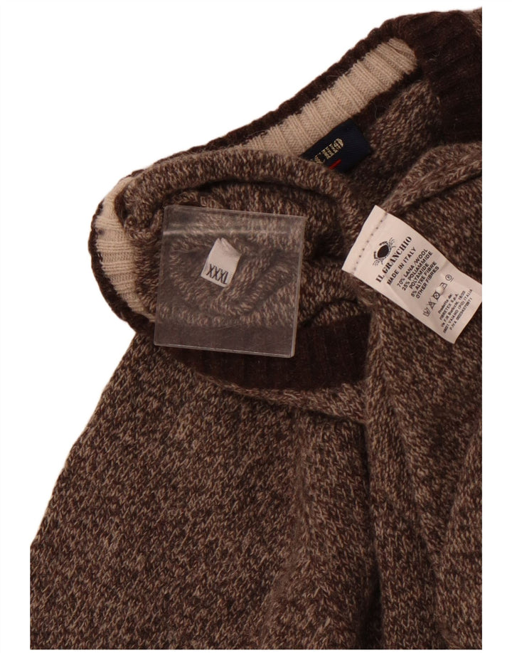 IL GRANCHIO Damen-Pullover mit Rundhalsausschnitt, UK 22 3XL, braun gefleckte Wolle