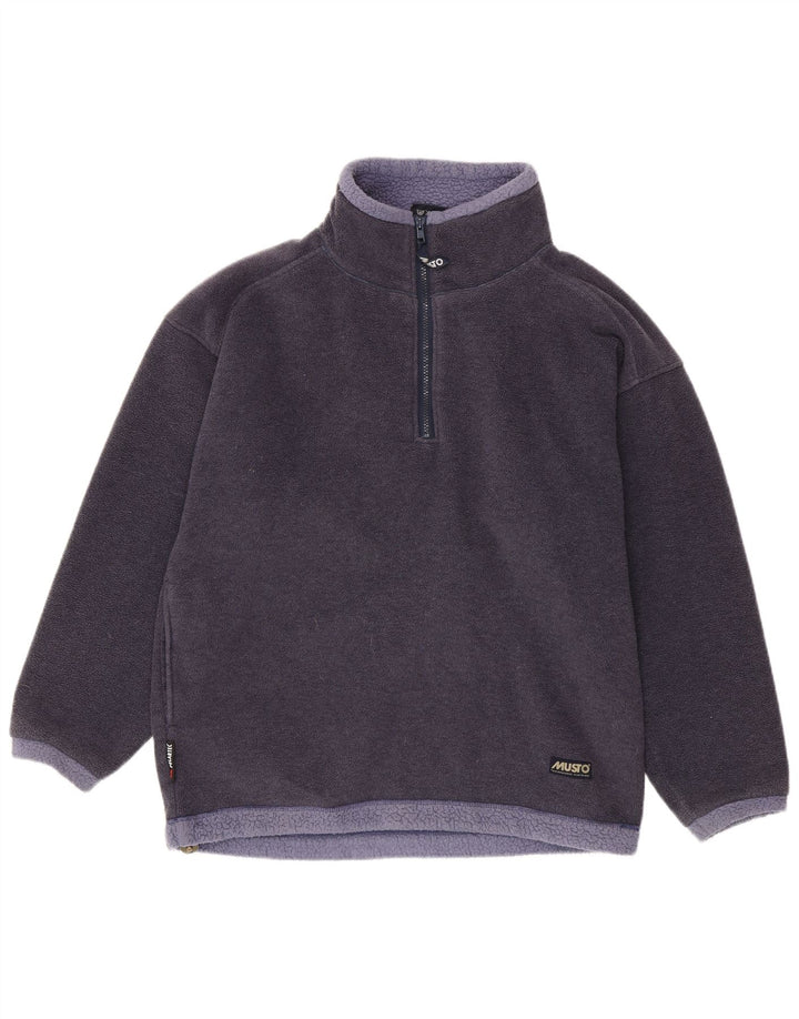 Musto Herren-Fleecepullover mit Reißverschluss am Hals, mittleres marineblaues Farbblock-Polyester