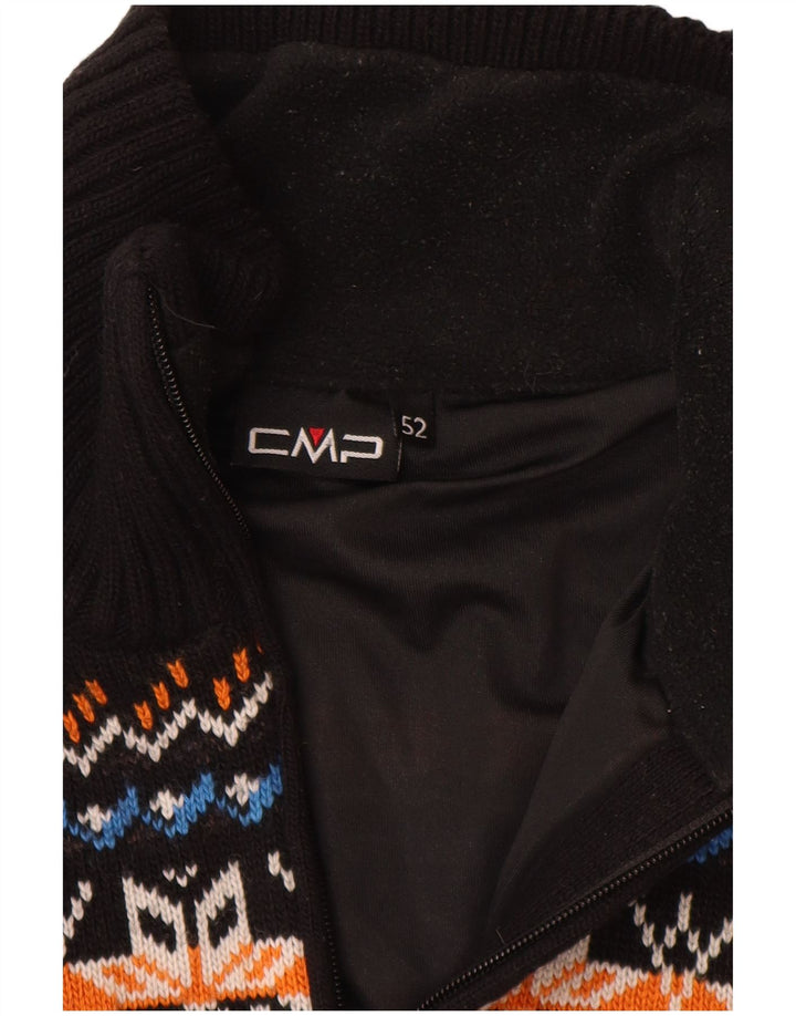 CMP Herren-Pullover mit Reißverschluss am Hals, IT 52, Größe L, Schwarz, Fair-Isle-Acryl