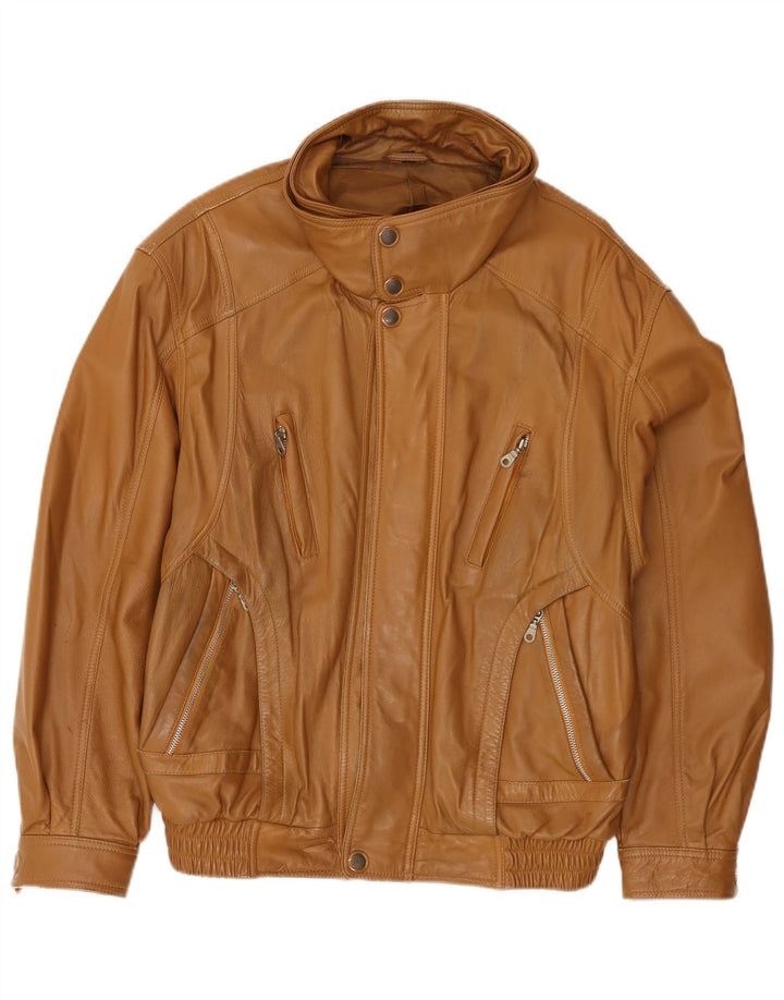 Vintage Herren Bomber Lederjacke EU 50 Großes braunes Leder
