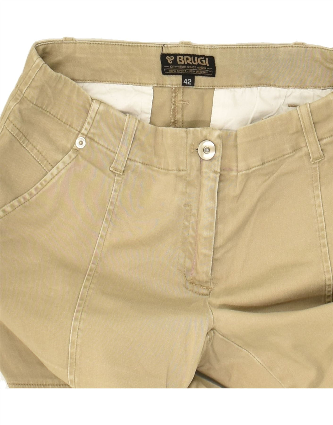 BRUGI Womens Slim Fit Cargo Trousers IT 42 Medium W30 L32  Khaki Cotton | Vintage Brugi | Thrift | Second-Hand Brugi | Used Clothing | Messina Hembry 