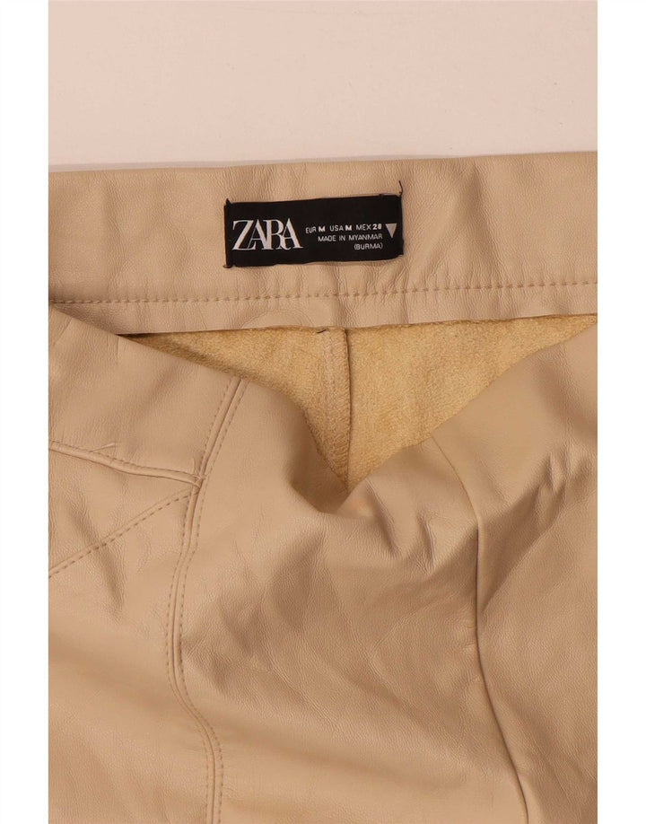Zara Damen Skinny Lederhose Medium W28 L28 Beige