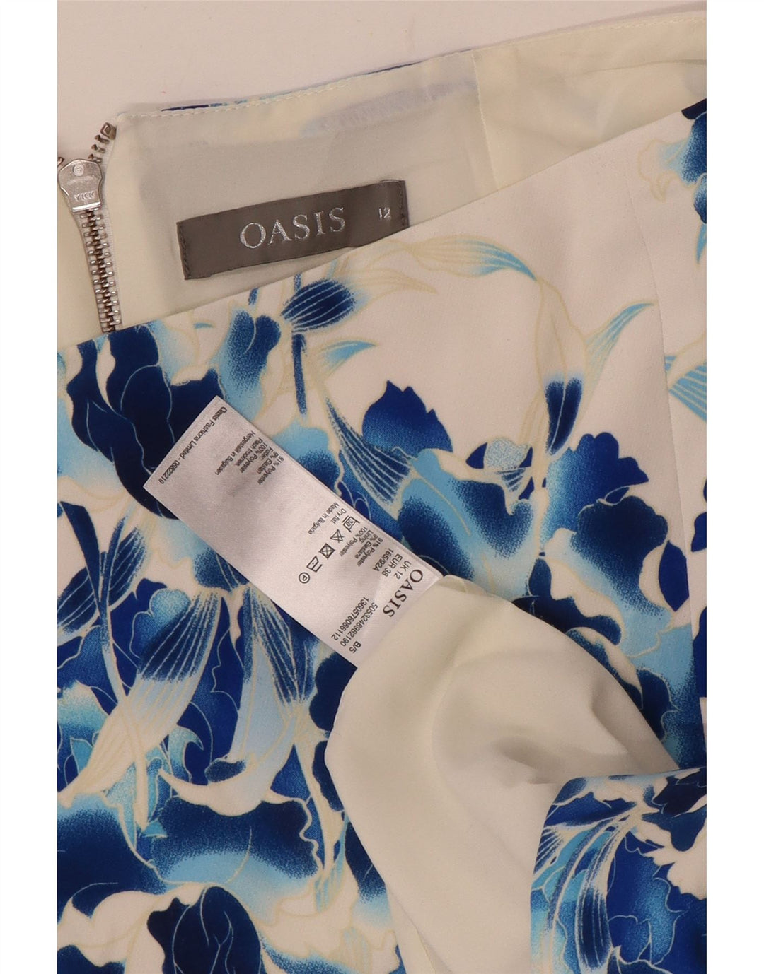 Oasis Damen Bleistiftrock UK 12 Medium W32 Weiß geblümtes Polyester
