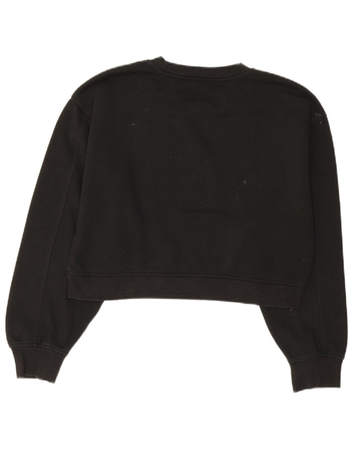 Zara Damen Crop Sweatshirt Pullover UK 10 Small Schwarz Baumwolle