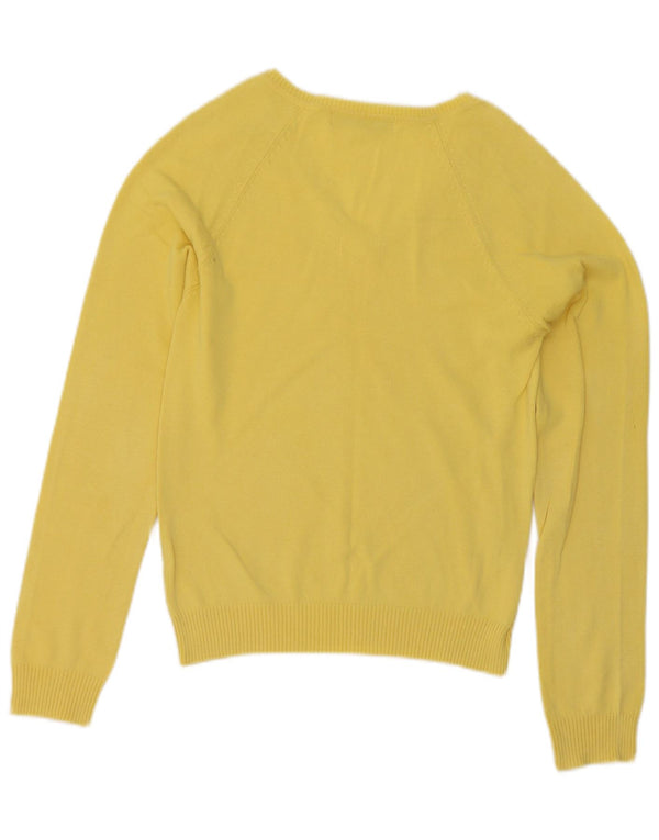 Zara Damen-Pullover mit V-Ausschnitt, UK 12, mittelgelbe Baumwolle