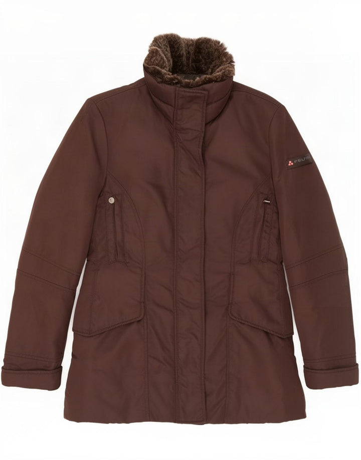 PEUTEREY Wattierte Damenjacke UK 14 Large Braunes Polyamid