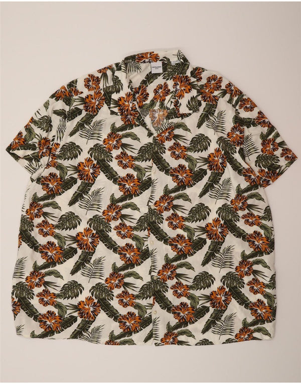 Jack & Jones Herren Hawaii-Kurzarmhemd 5XL Weiß geblümte Viskose