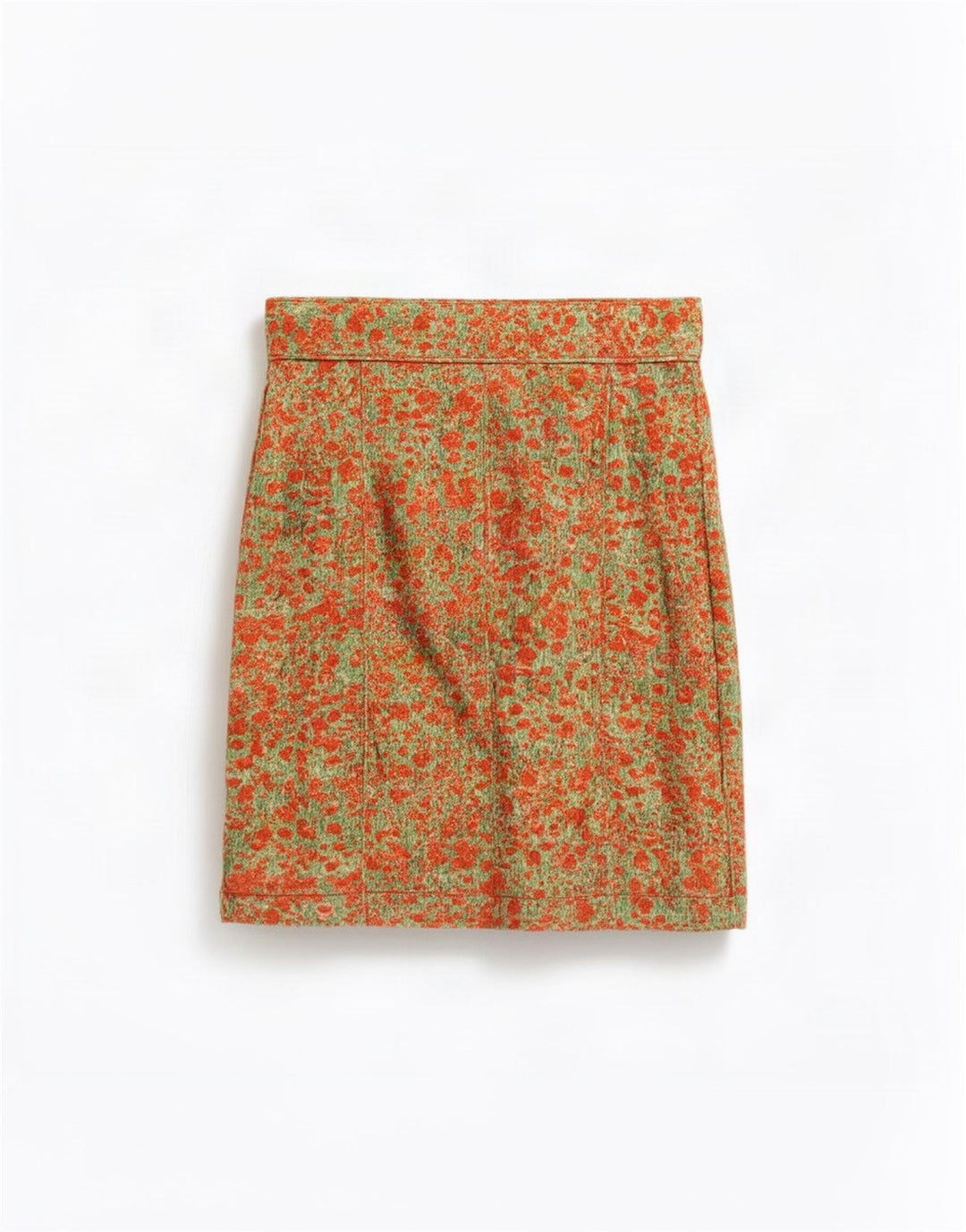 Paul Smith Damen-A-Linien-Rock mit abstraktem Muster, mittelgroß, W30, orange Baumwolle