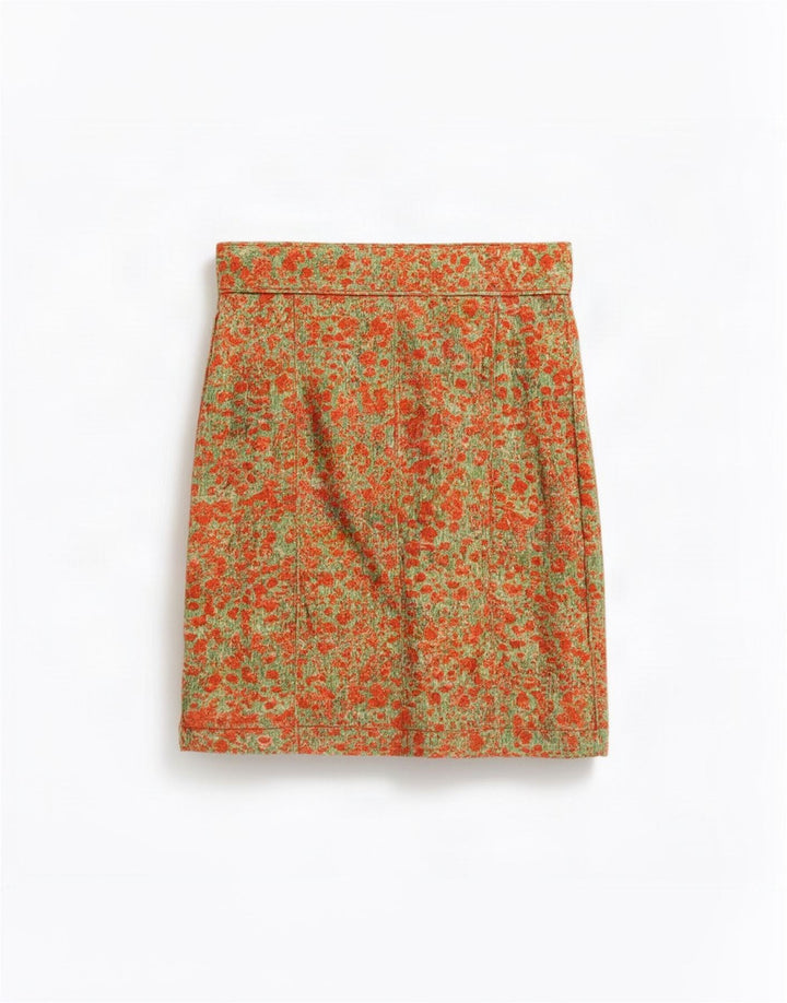Paul Smith Damen-A-Linien-Rock mit abstraktem Muster, mittelgroß, W30, orange Baumwolle