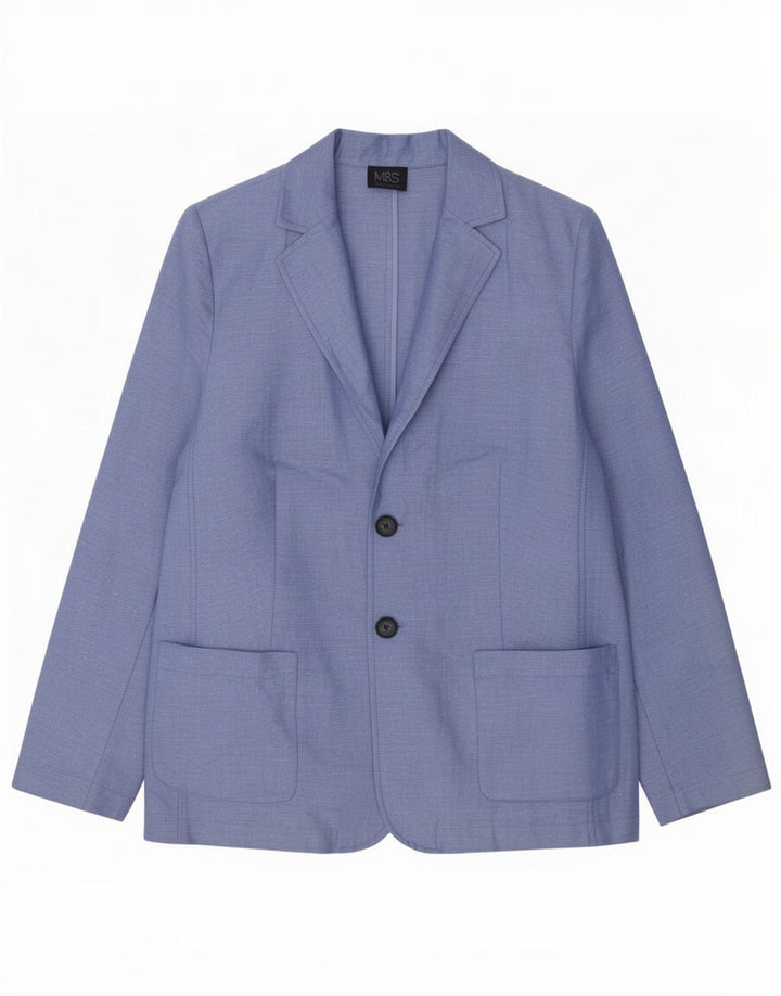 Marks & Spencer Damen-Blazer mit 2 Knöpfen, Gr. 14, Größe L, Blau, Leinen