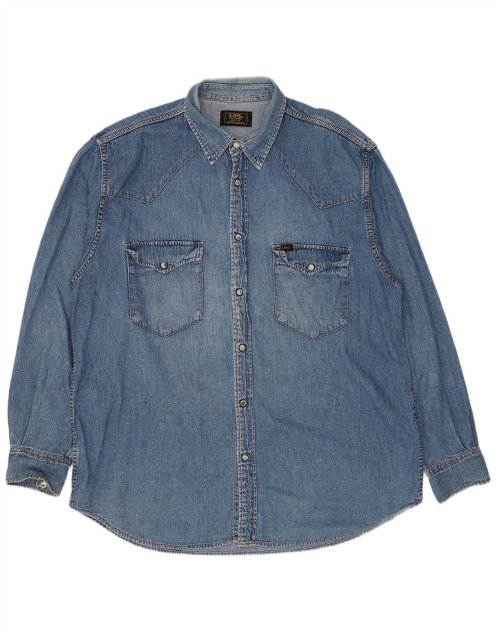 Lee Herren Jeanshemd XL, blaue Baumwolle