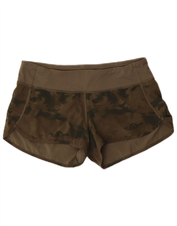 LULULEMON Damen Sportshorts UK 8 Small Khaki Camouflage Polyester