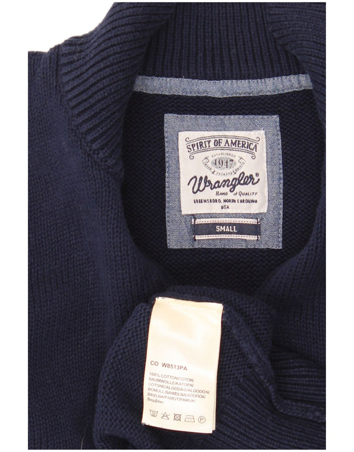 Wrangler Herren-Pullover mit Reißverschluss am Hals, Größe S, marineblaue Baumwolle