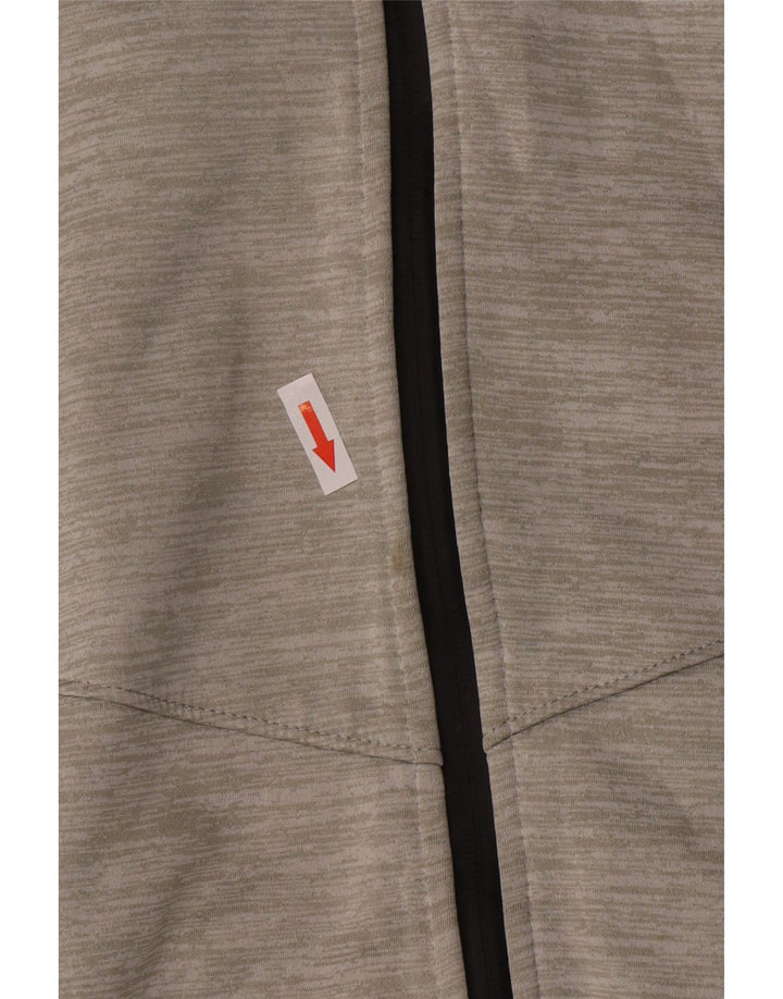 Superdry Damen-Kapuzenpullover mit Reißverschluss, UK 12, Mittelgraues Nadelstreifen-Polyester