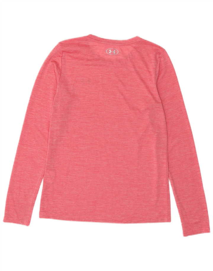 UNDER ARMOUR Damen Heat Gear Top Langarm UK 10 Small Pink Meliert