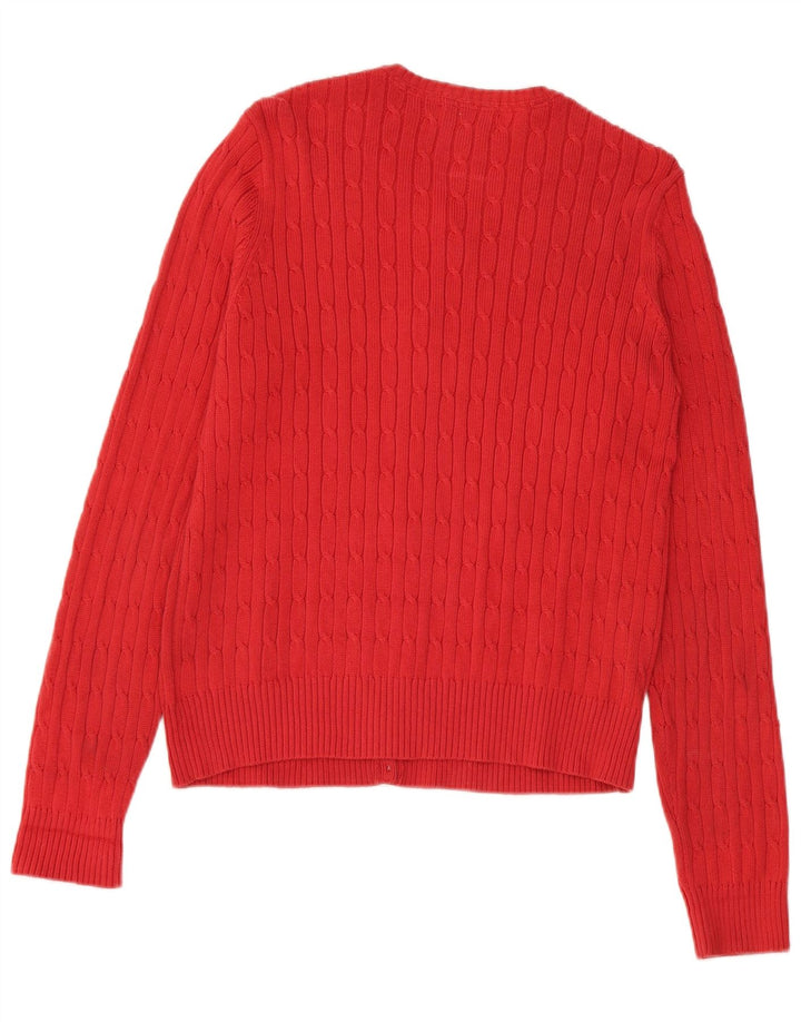 Eddie Bauer Damen-Stretch-Cardigan-Pullover UK 14 Mittelrote Baumwolle