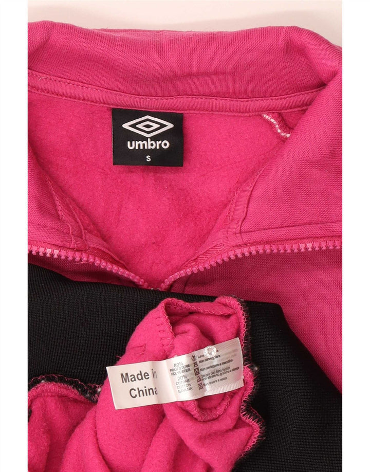 Umbro Damen-Trainingsanzug-Top-Jacke, UK 10, klein, rosafarbenes Farbblock-Polyester