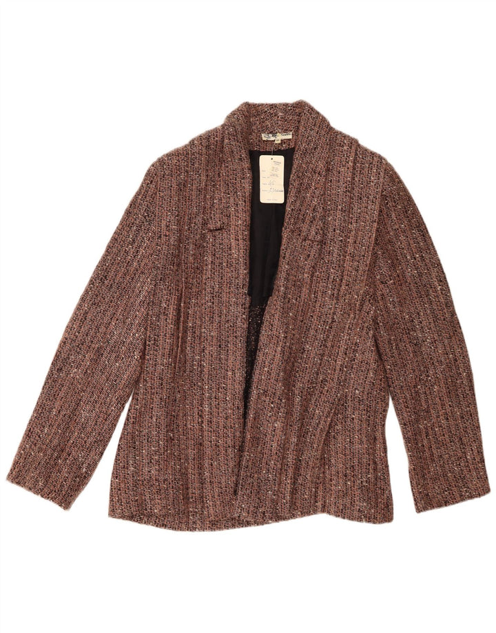 Offene Blazerjacke für Damen von Michelle, IT 46, große braun gesprenkelte Wolle