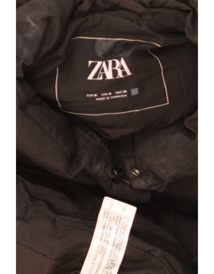 Zara Damen Übergroße wattierte Weste UK 14 Mittelschwarzes Polyester