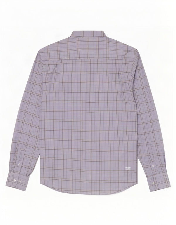 Sergio Tacchini Herrenhemd aus mittelblau karierter Baumwolle