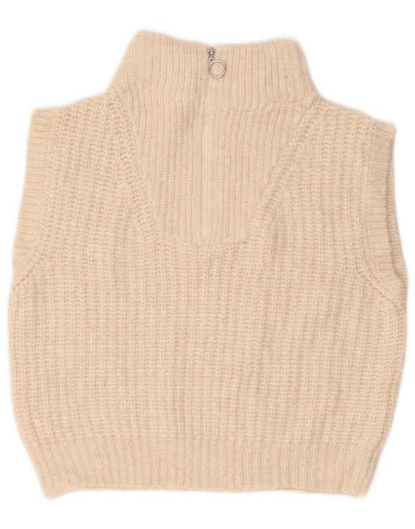 Marks & Spencer Mädchen-Tanktop mit Reißverschluss am Hals, 13–14 Jahre, gebrochenes weißes Acryl