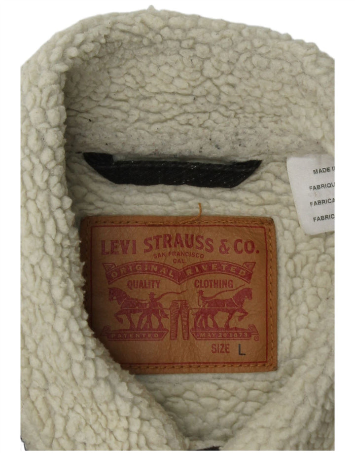 Levi's Herren-Sherpa-Jacke, Größe 40, groß, grau gefleckte Baumwolle