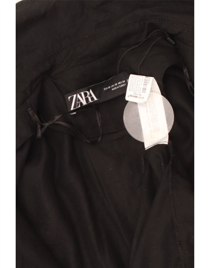 Zara Damen Wickelkleid UK 6 XS Schwarz Lyocell