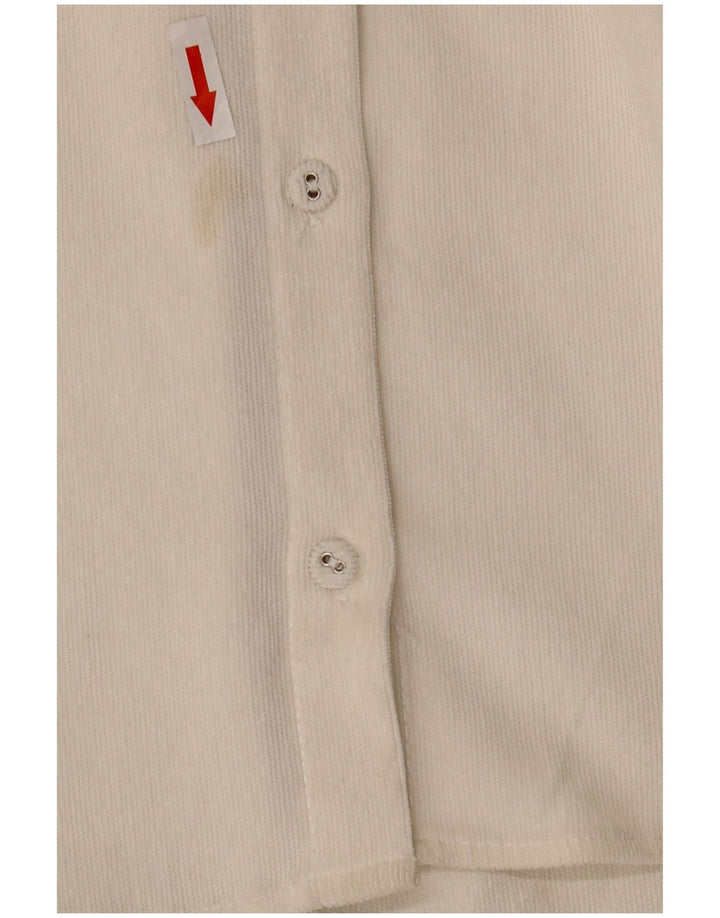 Zara Damen Übergroßes Cordhemd UK 10 Small Weiß Polyester